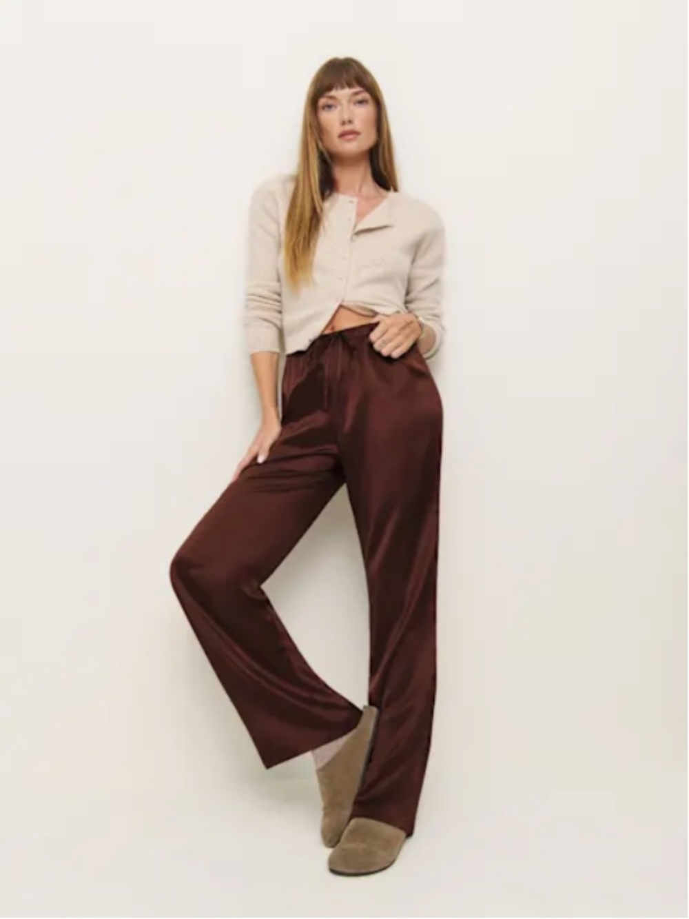Reformation Olina Silk Drawstring Pant